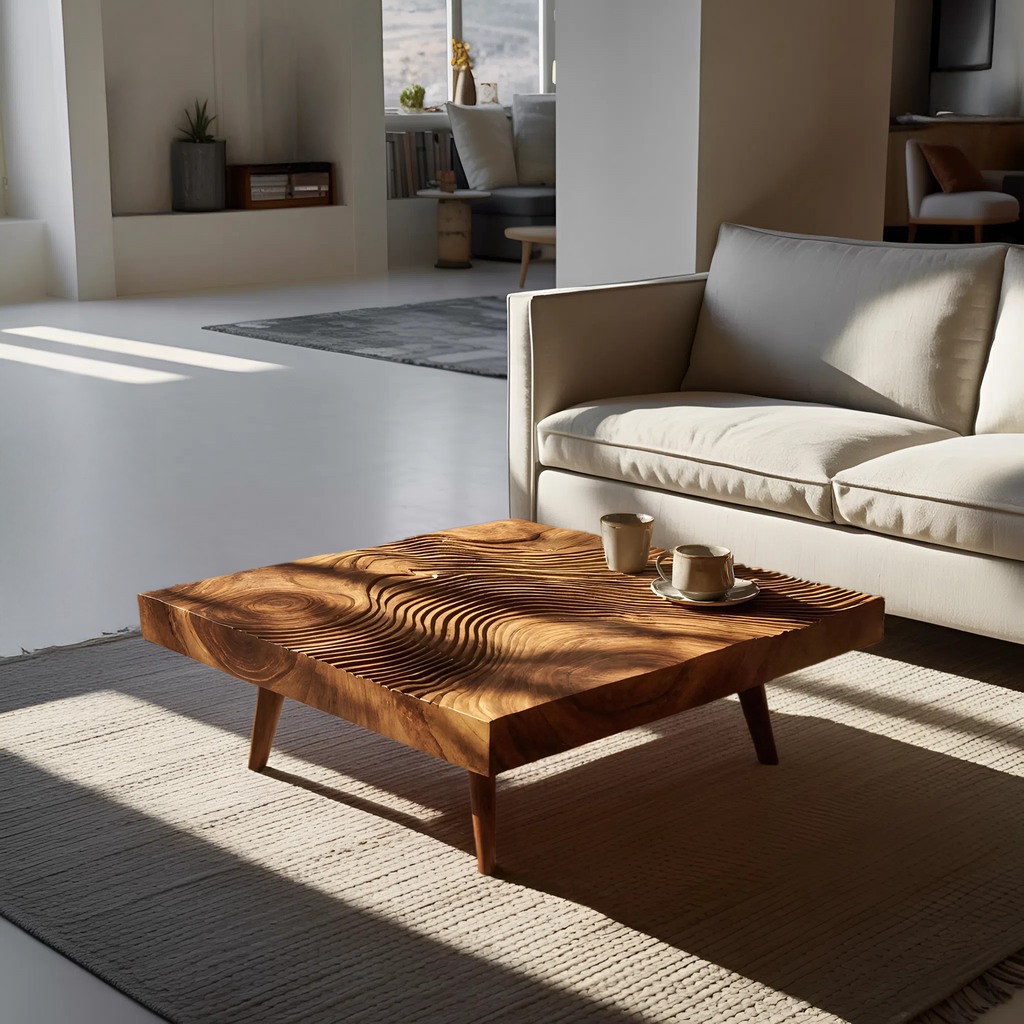 Farmhouse Irregular Wooden Coffee Table For Furniture Decor