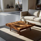Farmhouse Irregular Wooden Coffee Table For Furniture Decor