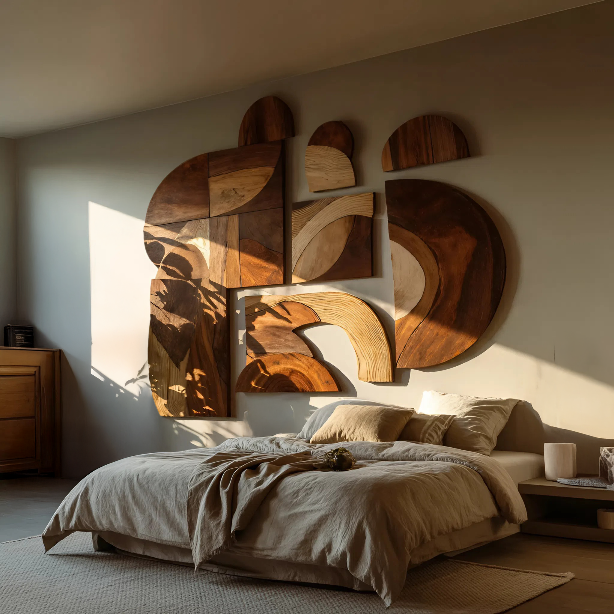 Mid Century Solid Wood Wall Art For Furniture Decor