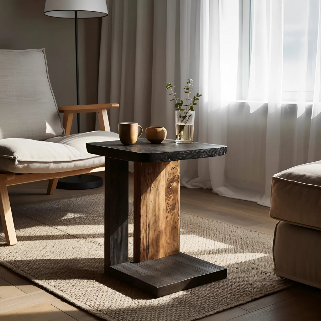 Modern Live Edge Side Table For Designer Furniture Decor