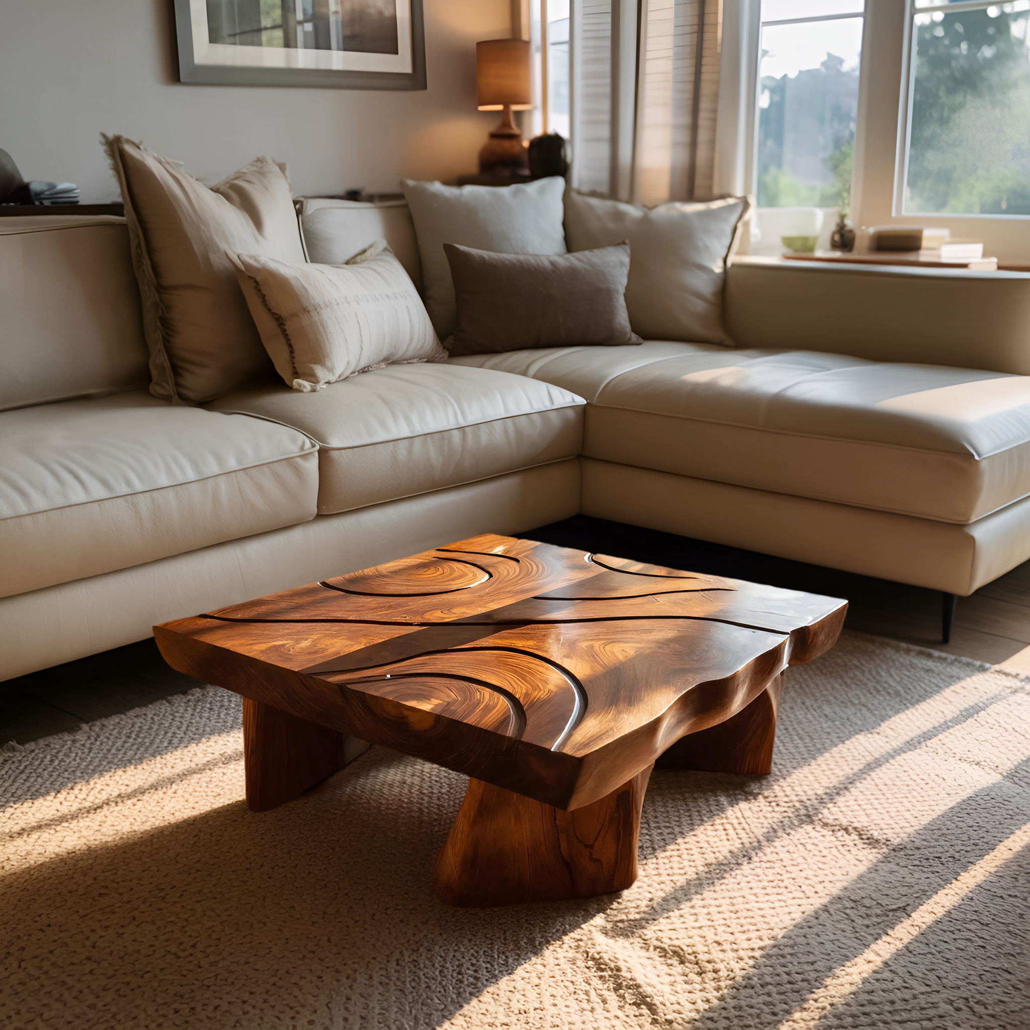 Handcrafted Solid Wood Live Edge Table For Living Room