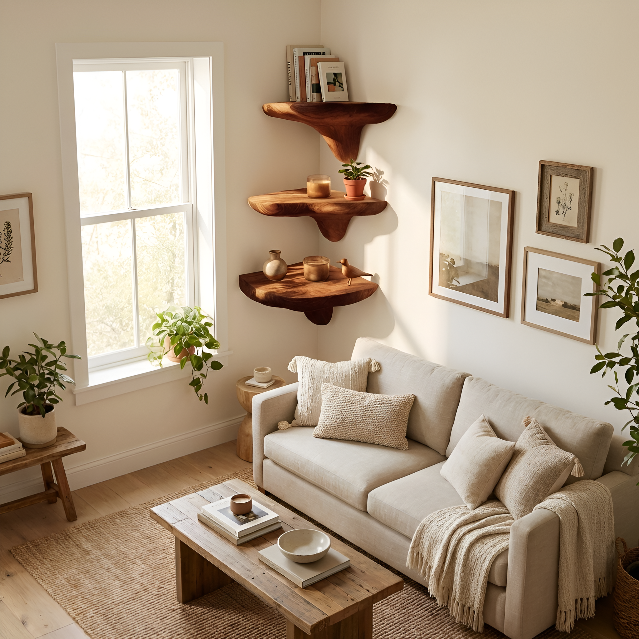 Modern Solid Wood Mushroom Shelf For Living Room Interior Design