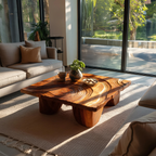 Farmhouse Solid Wood Live Edge Coffee Table For Living Room