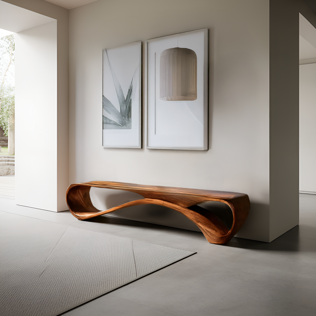Modern Curved Bench Sculpture For Hallway Furniture