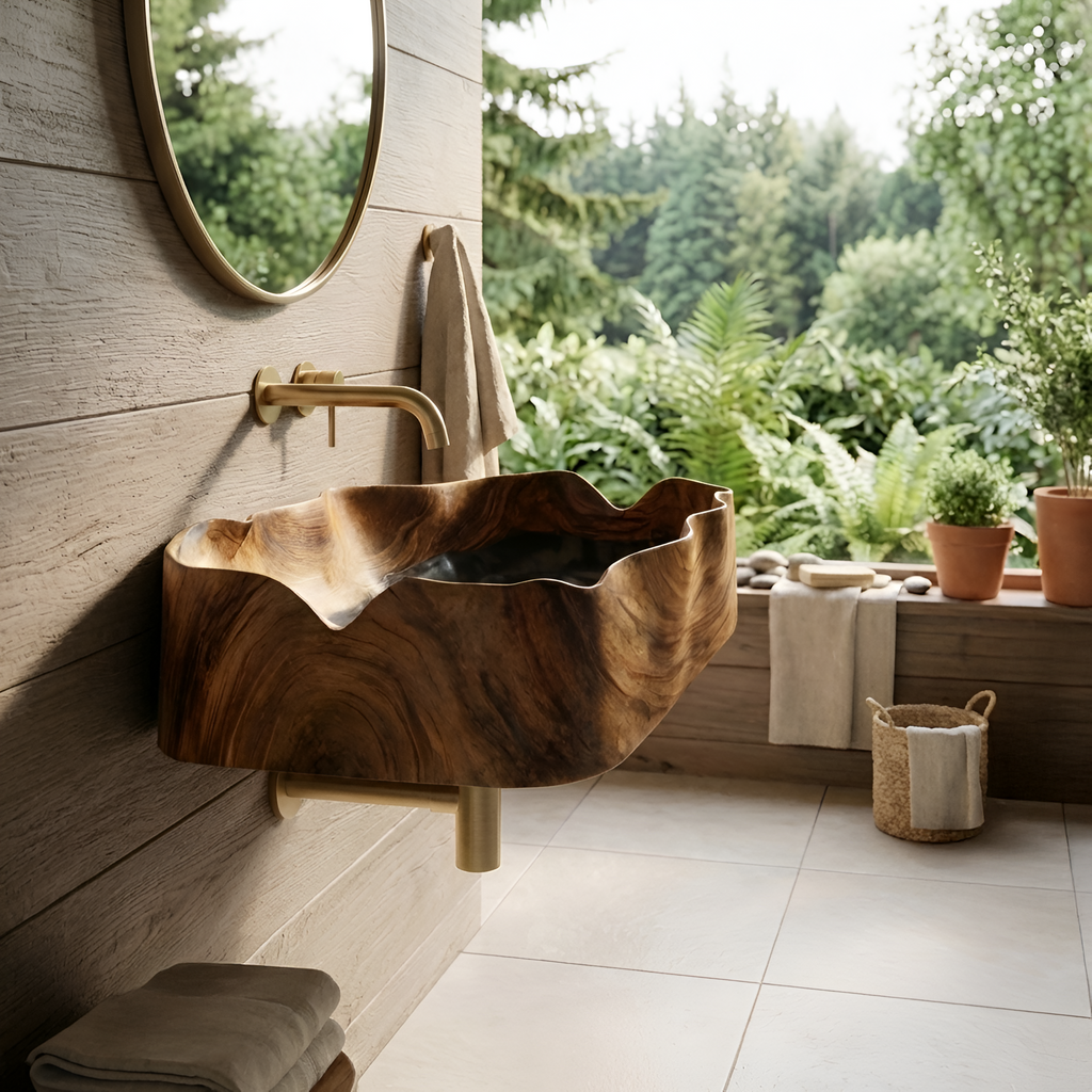 Farmhouse Solid Wood Vanity Sink For Bathroom Furniture Design