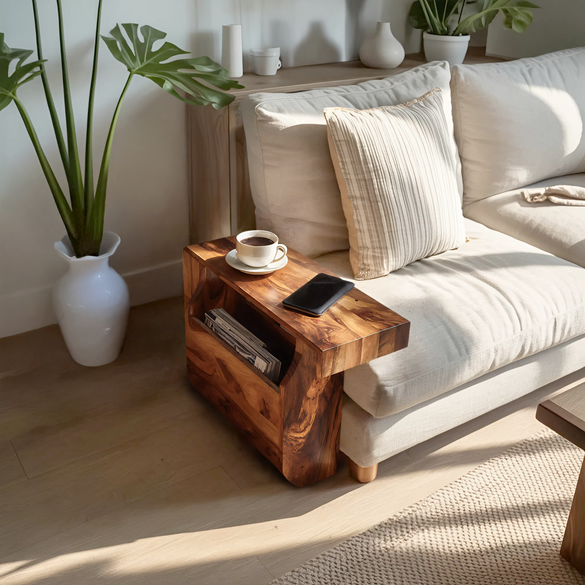 Farmhouse Solid Wood Armrest For Living Room Design