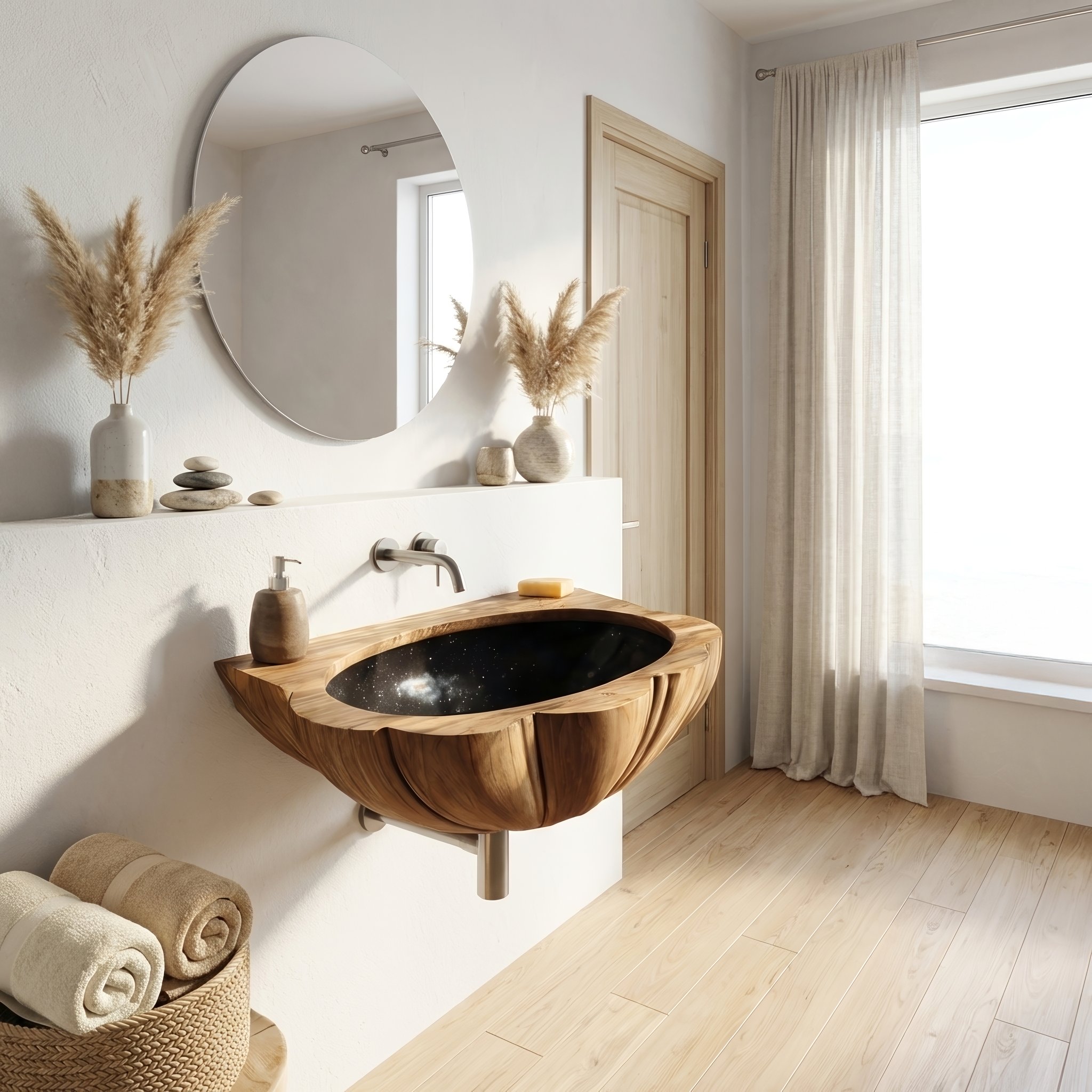 Mid Century Wall Mounted Wooden Bathroom Sink For Stylish Bathroom Decor