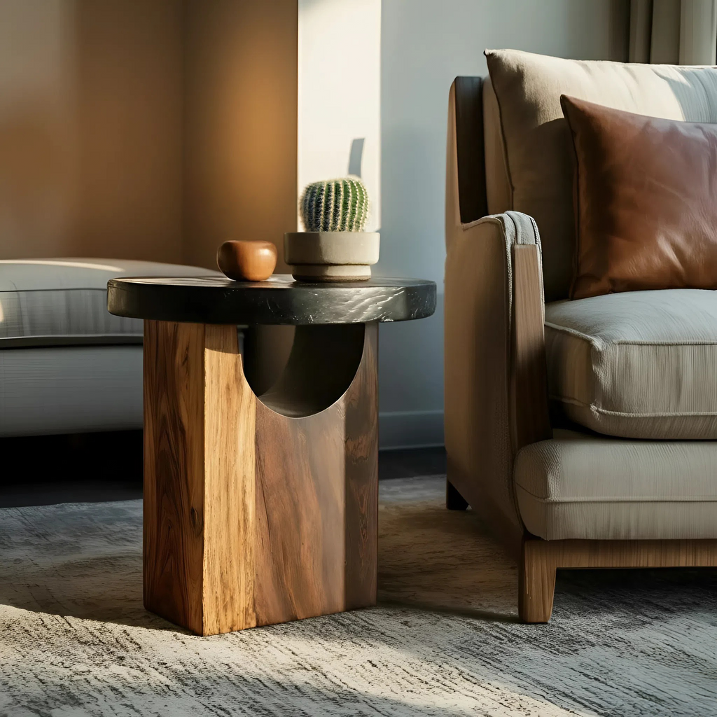 Farmhouse Solid Wood End Table For Barn Style Interiors