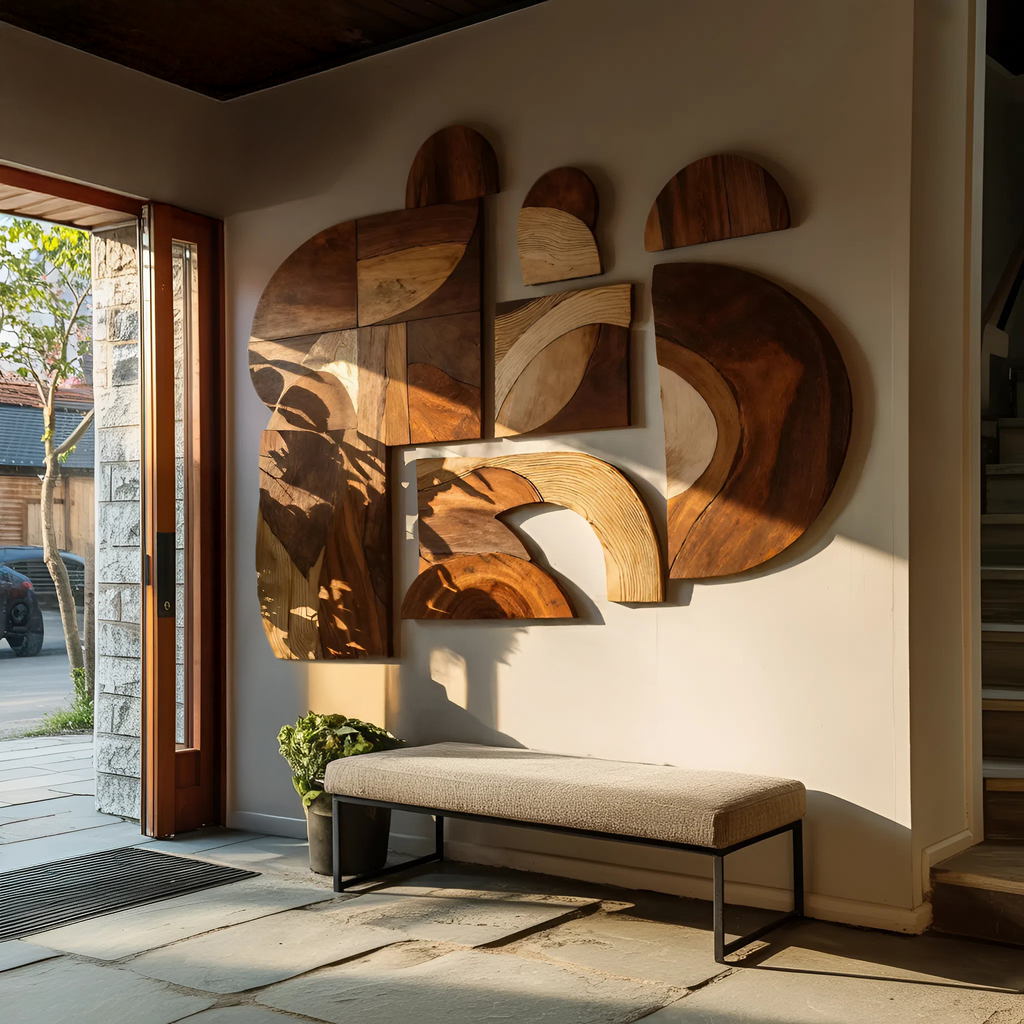 Mid Century Solid Wood Wall Art For Furniture Decor