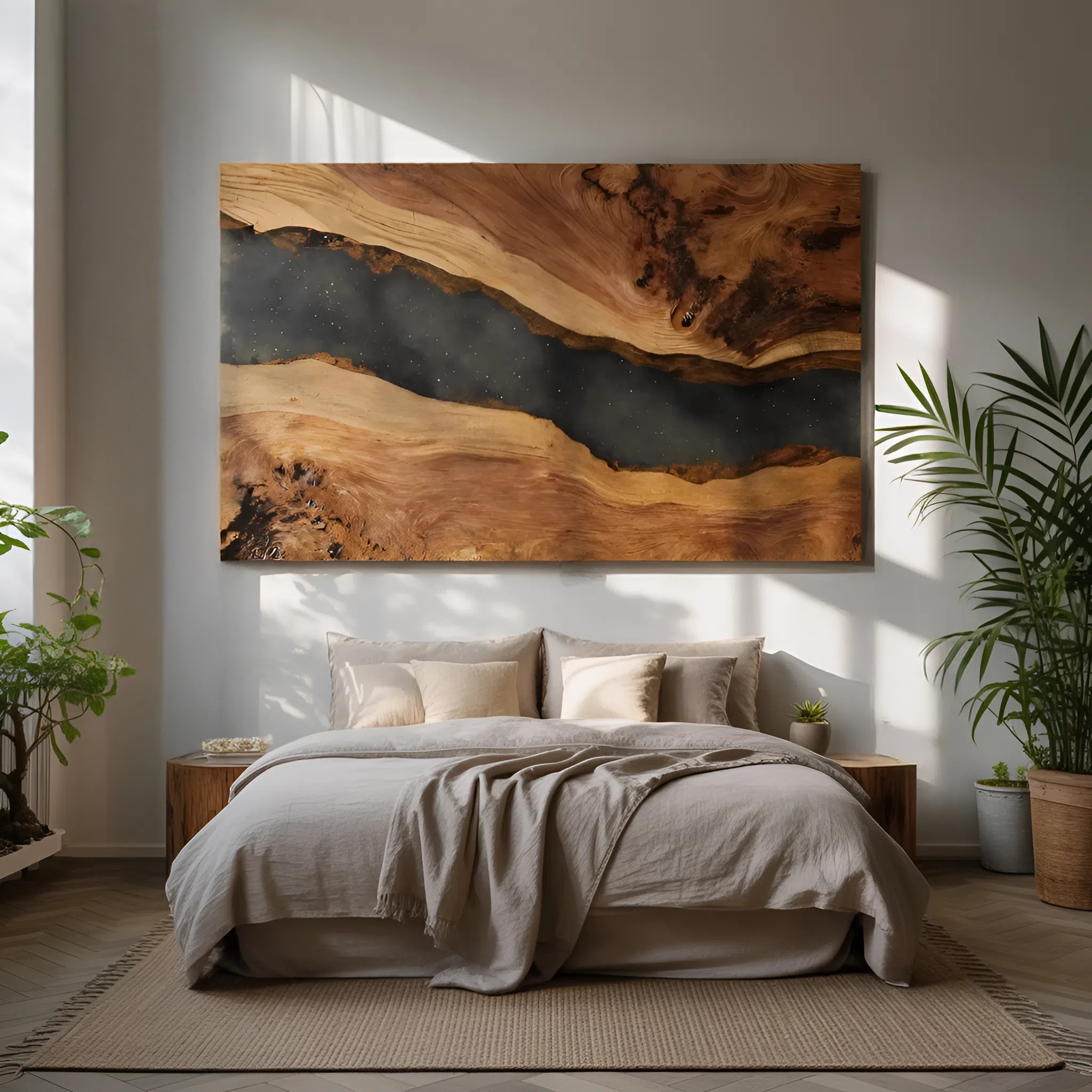 Modern Wooden Rectangle Wall Sculpture For Living Room