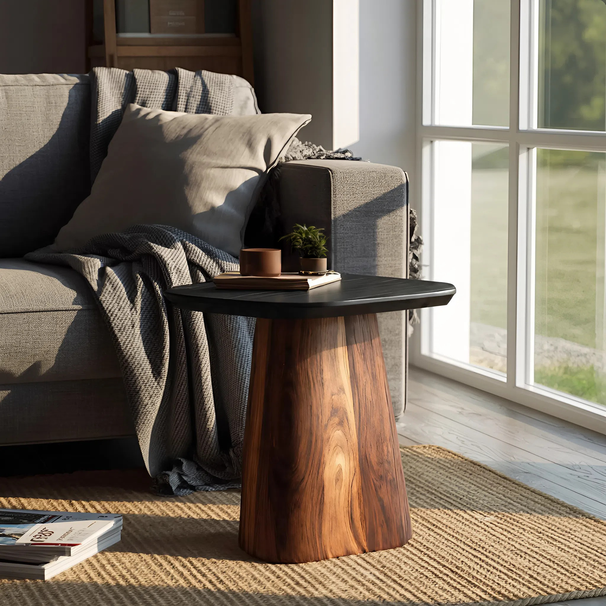 Mid Century Solid Wood End Table For Modern Bedroom Style