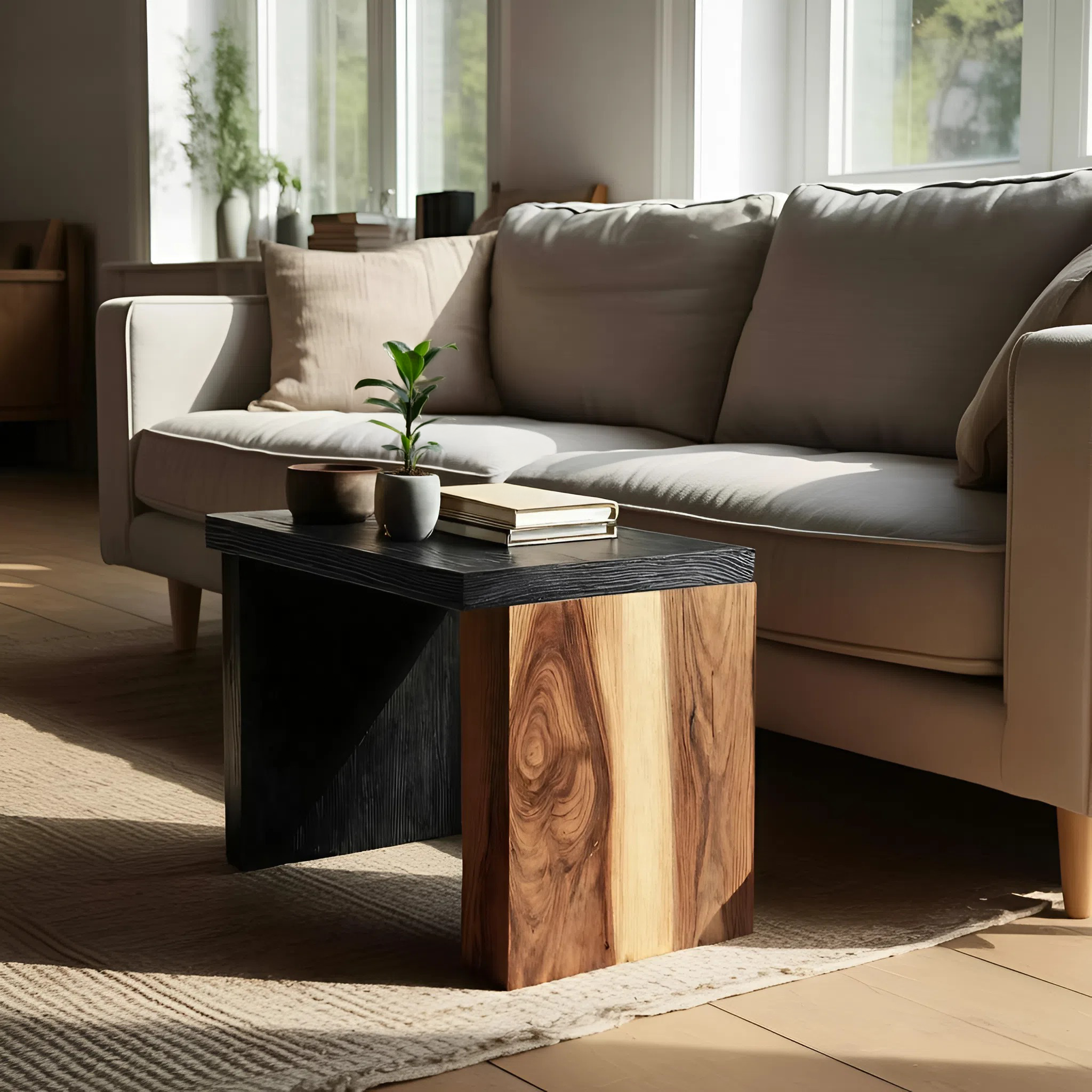Farmhouse Solid Wood End Table For Bedroom Decor Accent