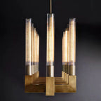 Cannele Ribbed Glass Linear Chandelier 55"