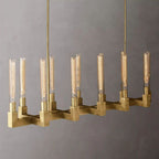 Cannele Ribbed Glass Linear Chandelier 55"