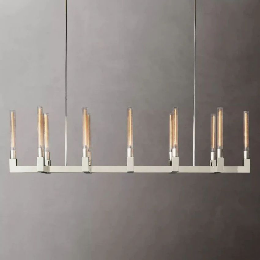 Cannele Ribbed Glass Linear Chandelier 67"