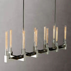 Cannele Ribbed Glass Linear Chandelier 67"