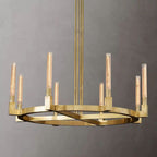 Cannele Ribbed Glass Round Chandelier 48"