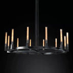 Cannele Ribbed Glass Round Chandelier 60"
