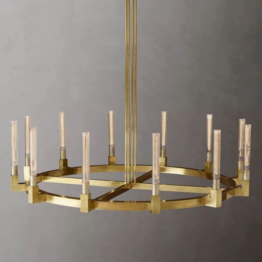 Cannele Ribbed Glass Round Chandelier 60"