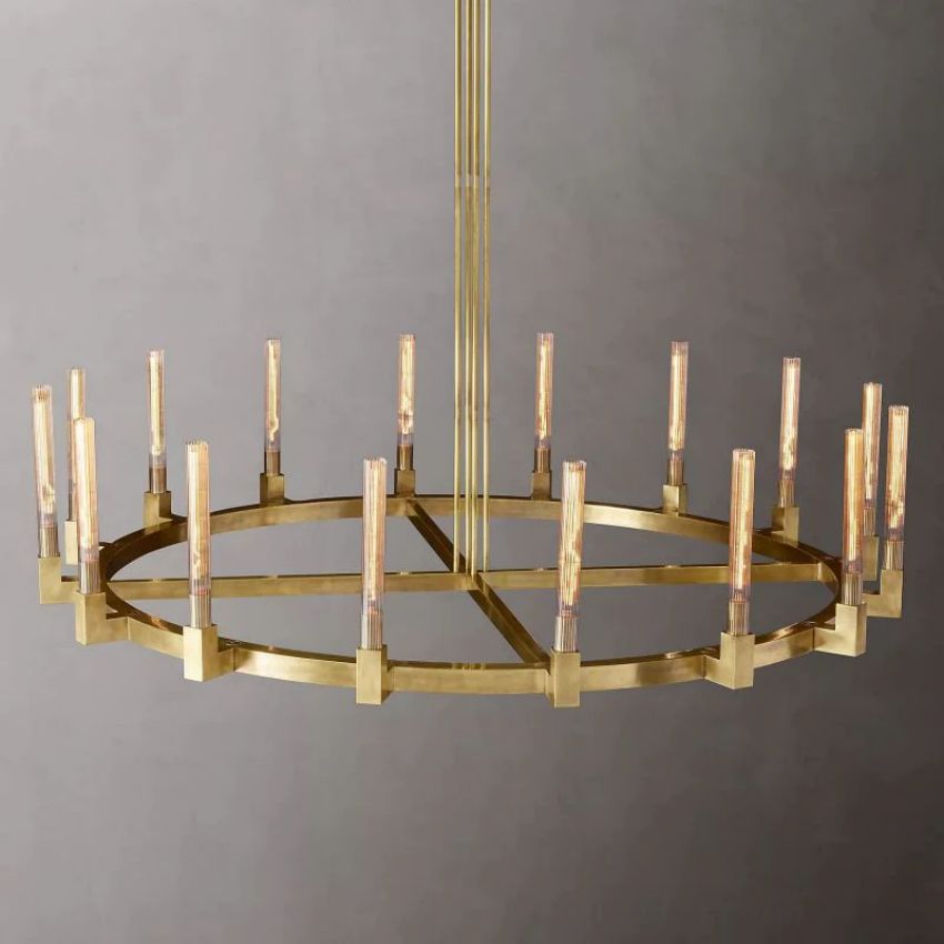 Cannele Ribbed Glass Round Chandelier 72"