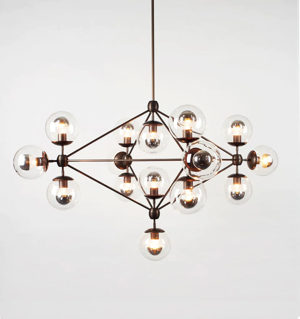 Modo Chandelier 39" - 4 Sided, 15 Globes