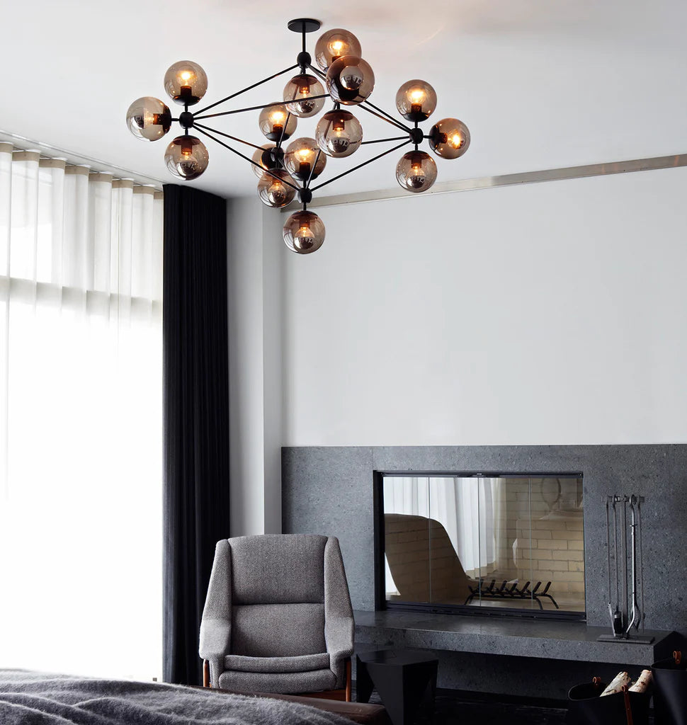 Modo Chandelier 39" - 4 Sided, 15 Globes