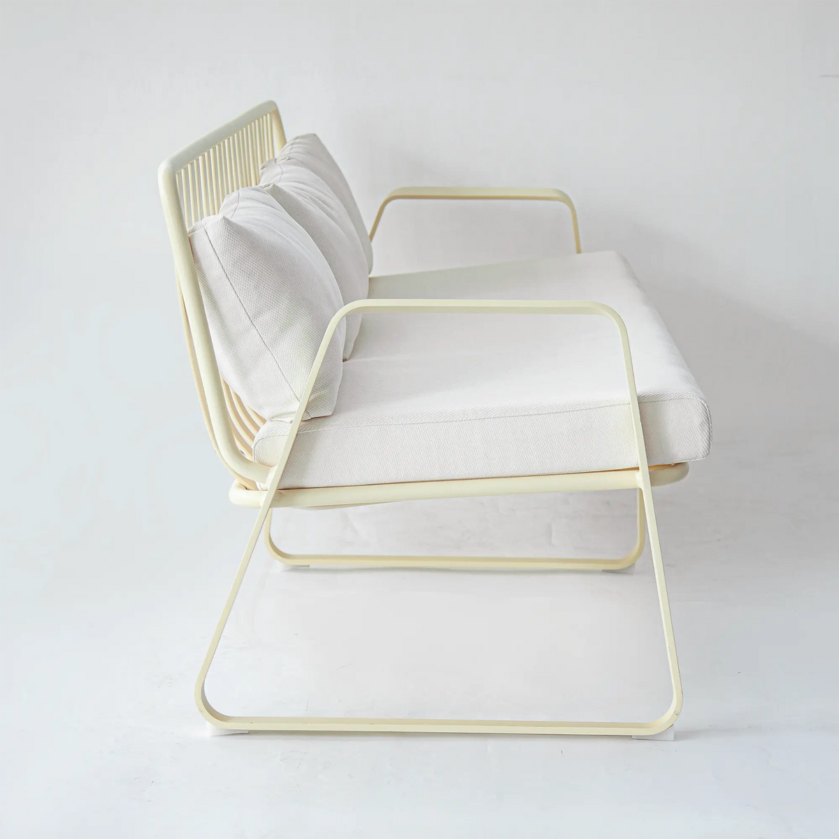 Striped Aluminum Outdoor Lounge Sofa with Water Repellent Cushions