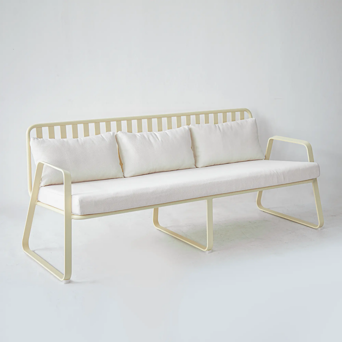 Striped Aluminum Outdoor Lounge Sofa with Water Repellent Cushions