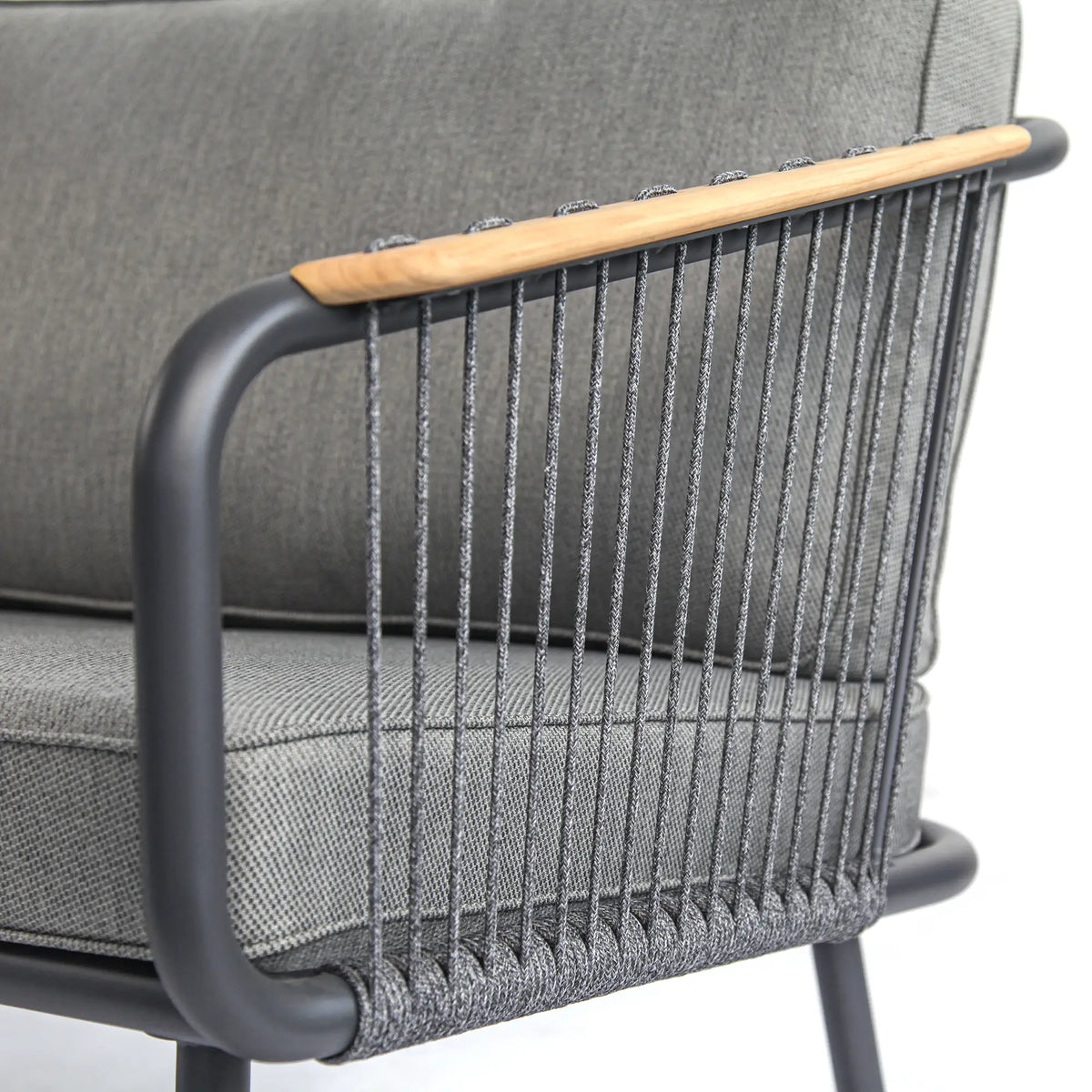 Fly Rope Accent Aluminum Outdoor Lounge Sofa in Carbon Black