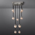 Pearl Carved Inciso Rectangle Chandelier 36"