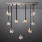 Pearl Carved Inciso Rectangle Chandelier 36"