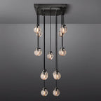 Pearl Carved Inciso Rectangle Chandelier 36"
