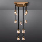 Pearl Carved Inciso Rectangle Chandelier 36"