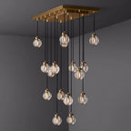 Pearl Carved Inciso Rectangle Chandelier 36"