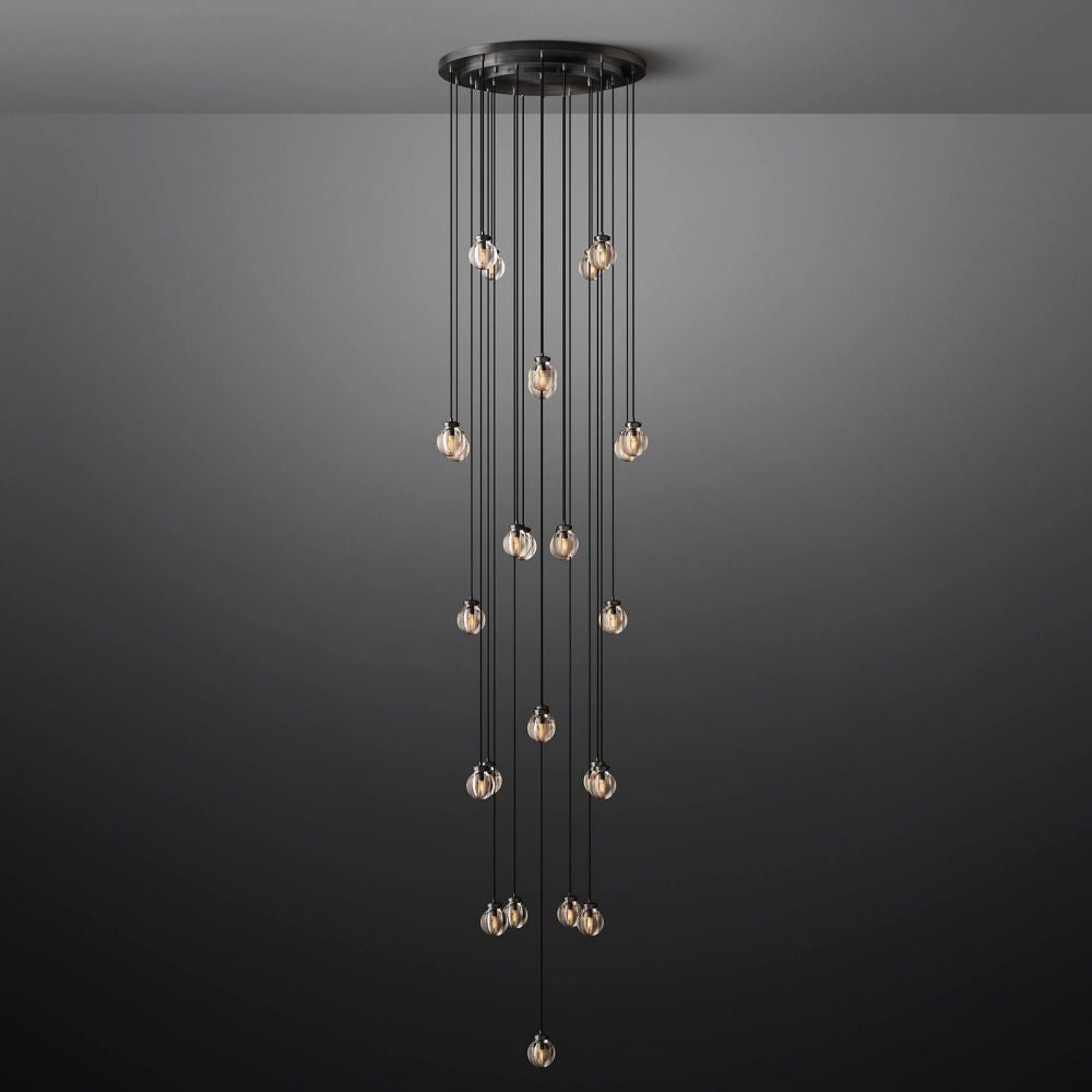Pearl Carved Inciso Round Chandelier 38"