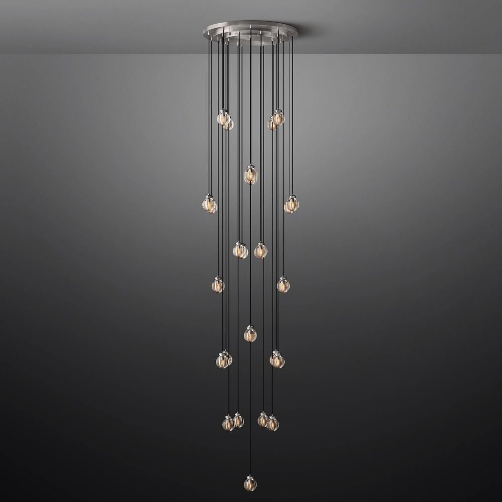 Pearl Carved Inciso Round Chandelier 38"