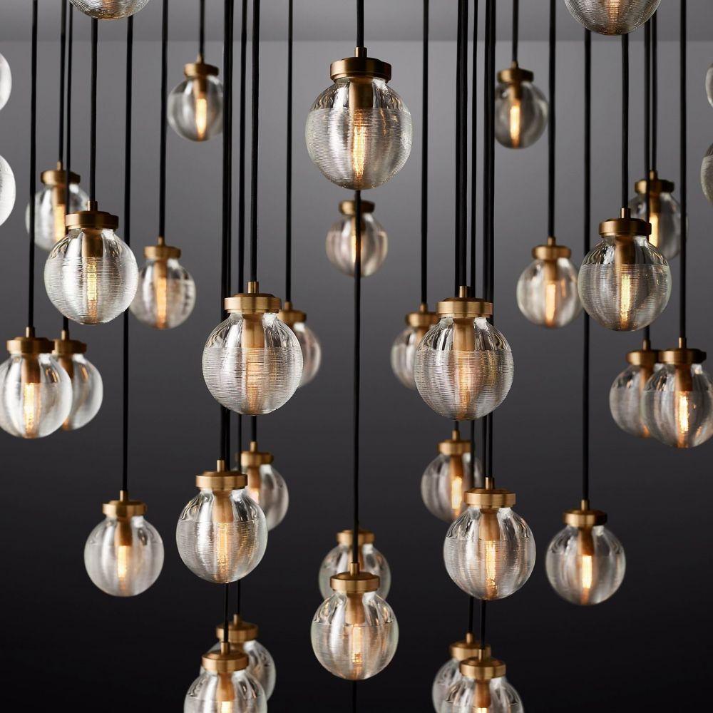 Pearl Carved Inciso Round Chandelier 48"