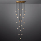 Pearl Carved Inciso Round Chandelier 48"