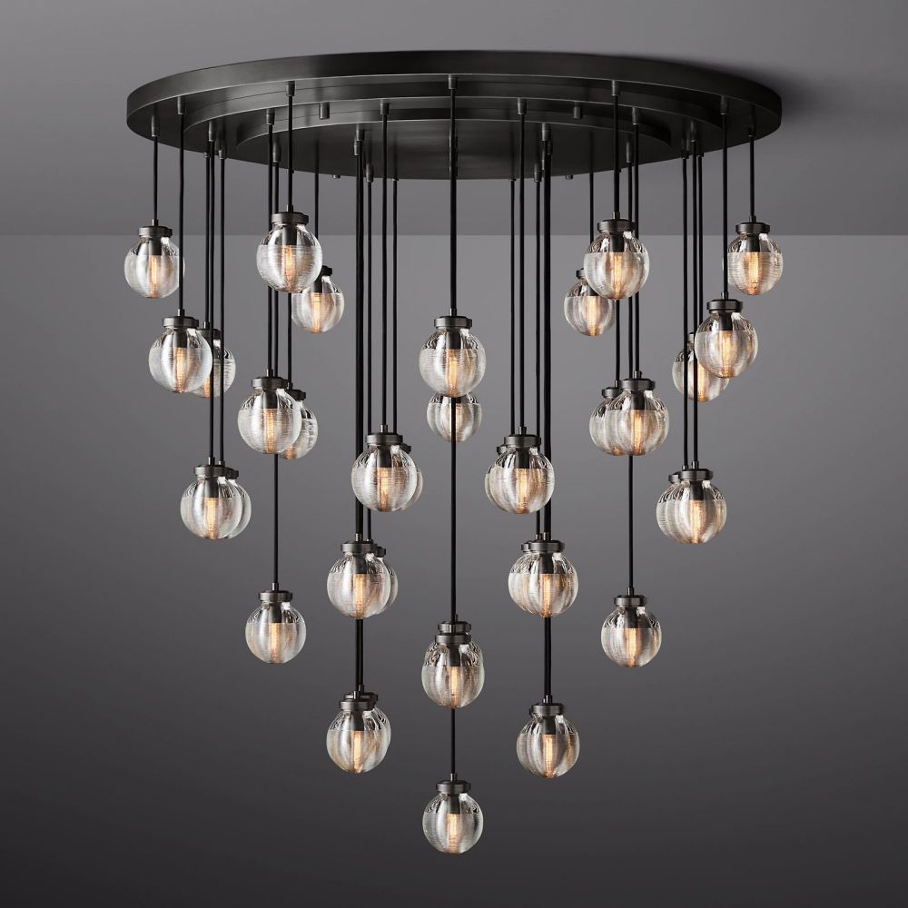 Pearl Carved Inciso Round Chandelier 48"