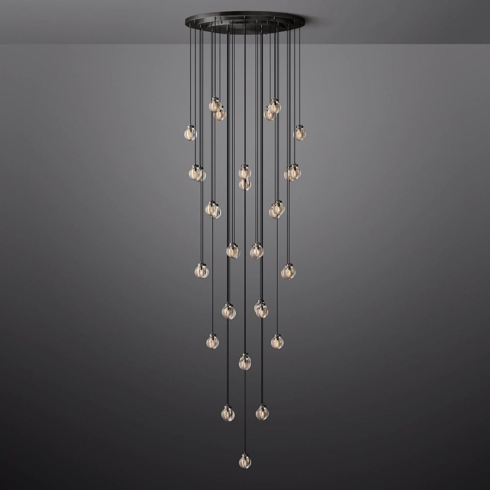 Pearl Carved Inciso Round Chandelier 48"