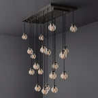 Pearl Carved Inciso Rectangle Chandelier 54"
