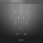 Pearl Carved Inciso Rectangle Chandelier 54"