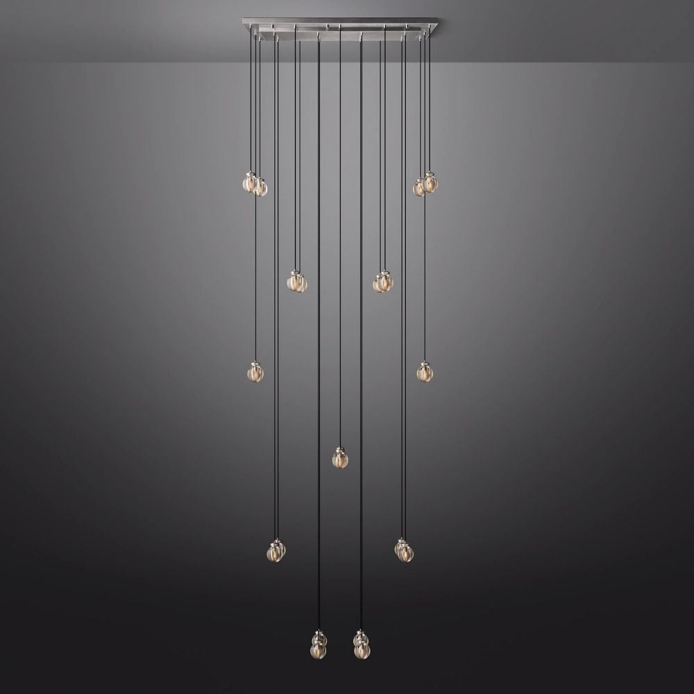 Pearl Carved Inciso Rectangle Chandelier 54"
