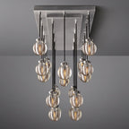 Pearl Carved Inciso Rectangle Chandelier 54"