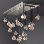 Pearl Carved Inciso Rectangle Chandelier 54"