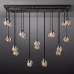 Pearl Carved Inciso Rectangle Chandelier 54"