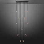 Pearl Carved Inciso Rectangle Chandelier 54"