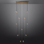 Pearl Carved Inciso Rectangle Chandelier 54"