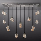 Pearl Carved Inciso Rectangle Chandelier 54"