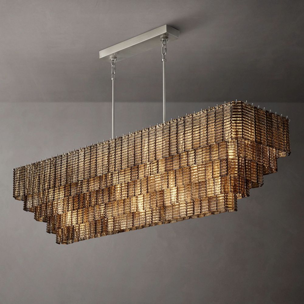 Sirene Draped Glass Rectangle Chandelier 77"